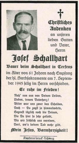 Schallhart Josef, Bauer beim Schallhart, im 61. Lebensjahr