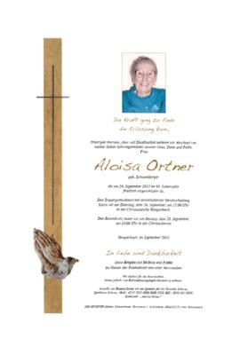 Ortner Aloisia, geb. Schwemberger, im 93. Lebensjahr