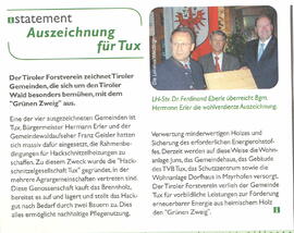 Auszeichnung für Tux: "Grüner Zweig"