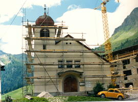 Restaurierung der Kirche in Hintertux, Sommer 1987