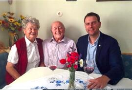 Ignaz Erler (Wieleit Htx) - 90. Geburtstag - mit seiner Frau Margarete und Bgm. Simon Grubauer