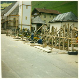 Neubau der Friedhofsmauer, August 1986