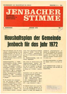 Jenbacher Stimme, Ausgabe 1, Jänner 1972