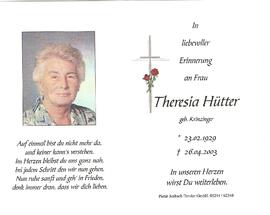 Theresia Hütter, geb. Krinzinger, im 75. Lebensjahr