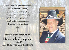 Heinrich Zingerle, vlg. Heindl, im 91. Lebensjahr