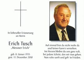 Erich Tusch, vlg. Messner Erich, im 76. LebensjahrSterbebild