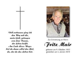 Fritz Mair, im 87. Lebensjahr