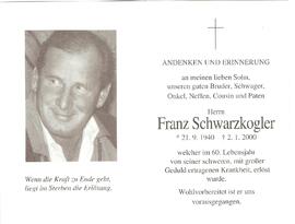 Franz Schwarzkogler, im 60. Lebensjahr