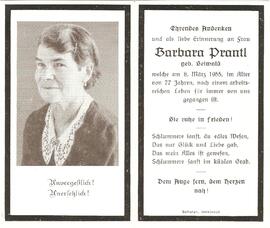 Barbara Prantl, geb. Seiwald, im 77. Lebensjahr