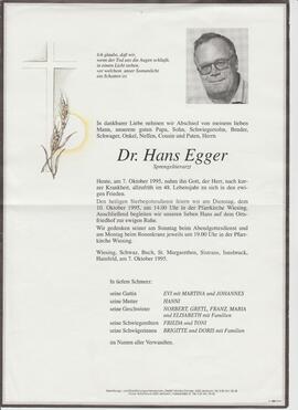 Dr. Hans Egger, Sprengeltierarzt, im 48. Lebensjahr