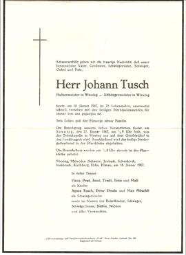 Johann Tusch, im 72. Lebensjahr