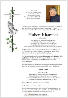 Hubert Klammer, im 75. Lebensjahr