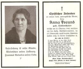 Anna Freund, geb. Tiefenthaler, im 63. Lebensjahr
