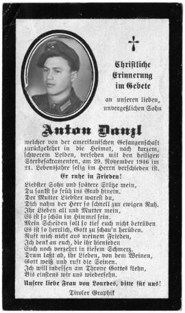 Anton Danzl, im 21. Lebensjahr