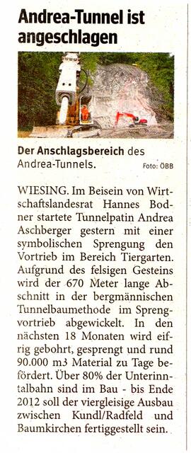 Andrea-Tunnel angeschlagen
