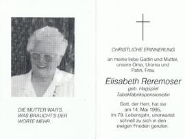 Elisabeth Reremoser, geb. Hagspiel, im 79. Lebensjahr