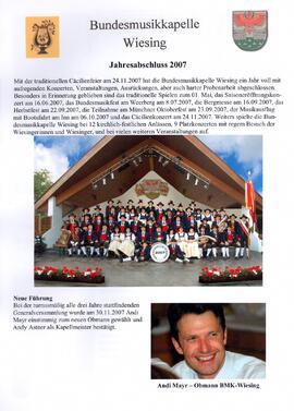 Jahresbericht 2007 der Bundesmusikkapelle Wiesing