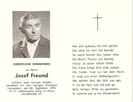 Josef Freund, im 71. Lebensjahr