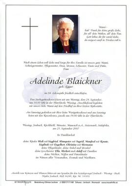 Adelinde Blaickner, geb. Egger, im 94. Lebensjahr