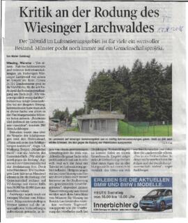 Kritik an Rodung des Wiesinger Larchwaldes