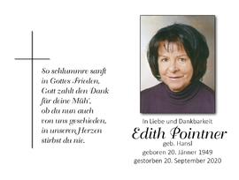 Edith Pointner, geb. Hansl, im 72. Lebensjahr