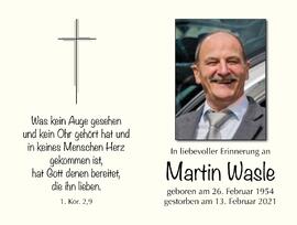 Martin Wasle, im 67. Lebensjahr