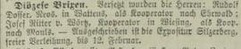 Versetzt wurde: Josef Ritter von Wörtz, Kooperator in Wiesing, als Koop. nach Mauls