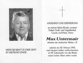 Max Untermair, im 92. Lebensjahr