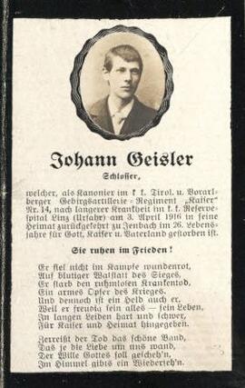 Johann Geisler, im 28. Lebensjahr