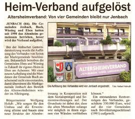 Altersheimverband Jenbach-Buch-Wiesing-Eben aufgelöst