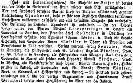 kirchliche Versetzung: Rudolf Pirchner, neos. in Wiesing, als Aushilfspriester nach Thaur versetzt