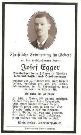 Josef Egger, Gutsbesitzer beim Zisterer, im 39. Lebensjahr