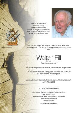 Walter Fill, im 86. Lebensjahr
