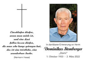 Dominikus Stemberger, im 89. Lebensjahr