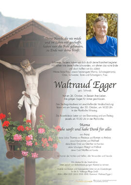 Waltraud Egger, geb. Schwab, im 69. Lebensjahr