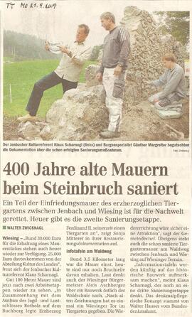 400 Jahre alte Mauern beim Steinbruch saniert