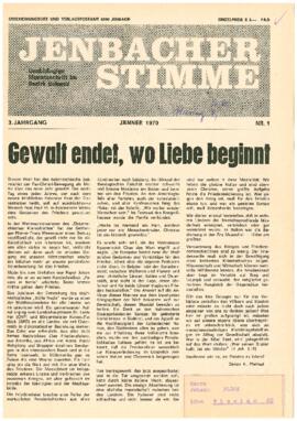 Jenbacher Stimme, Ausgabe 1, Jänner 1970