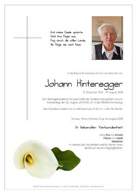 Johann Hinteregger, im 101. Lebensjahr