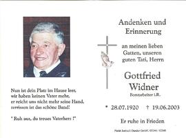 Widner Gottfried, im 83. Lebensjahr
