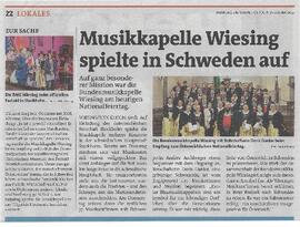 Musikkapelle Wiesing spielte in Schweden auf