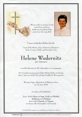 Helene Wudernitz, geb. Dabergotz, im 59. Lebensjahr