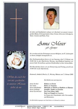 Anna Moser, geb. Gamper, im 87. Lebensjahr