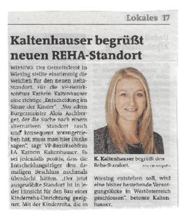Kaltenhauser begrüßt neuen REHA-Standort
