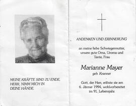 Marianne Mayer, geb. Kranner, im 91. Lebensjahr