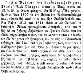 Alois Pinzger, geb. in Wiesing 1791, verstorben