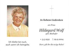 Hildegard Wolf, geb. Bischofer, im 73. Lebensjahr