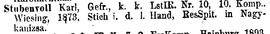 Stubenvoll Karl, Gefr., k.k.LstIR. Nr. 10, 10. Komp, Wiesing, 1873, Stich i. d. l. Hand, ResSpit....