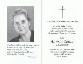 Aloisia Zeller, geb. Bacher, im 77. Lebensjahr