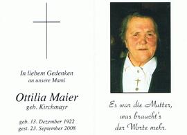 Ottilia Maier, geb. Kirchmayr, vlg. Lampl Tilli, im 86. Lebensjahr