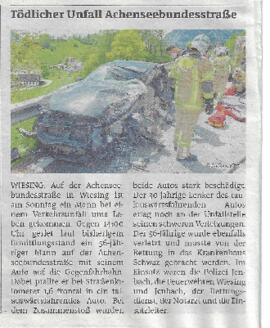 Tödlicher Unfall Achenseebundesstraße